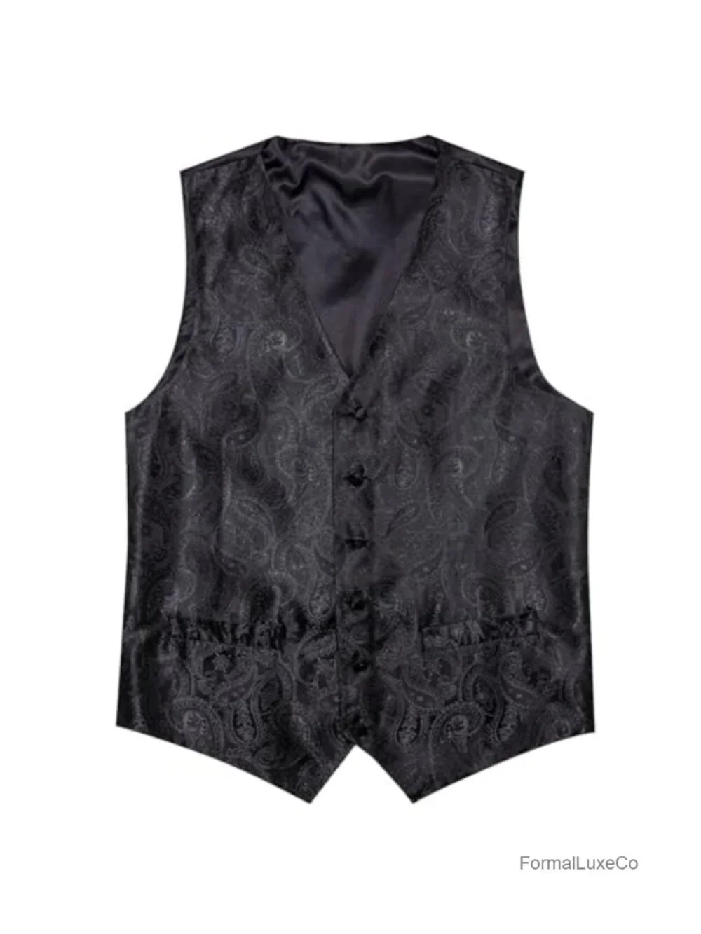 Paisley Silk Polyester 8 Piece Vest Suit Set with Bow Tie and Cufflinks
